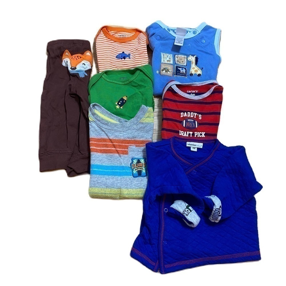 Boys 6 Month Shirt Onesie Bundle Carter’s Daddy’s Draft Pick Vitamins Baby